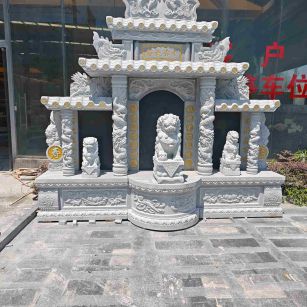 鞍山芝麻白中国黑石材套墓 花岗岩墓碑